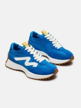Steve Madden Women's Campo Suede Casual Fashion Sneakers Blue & Yellow Size 8.5